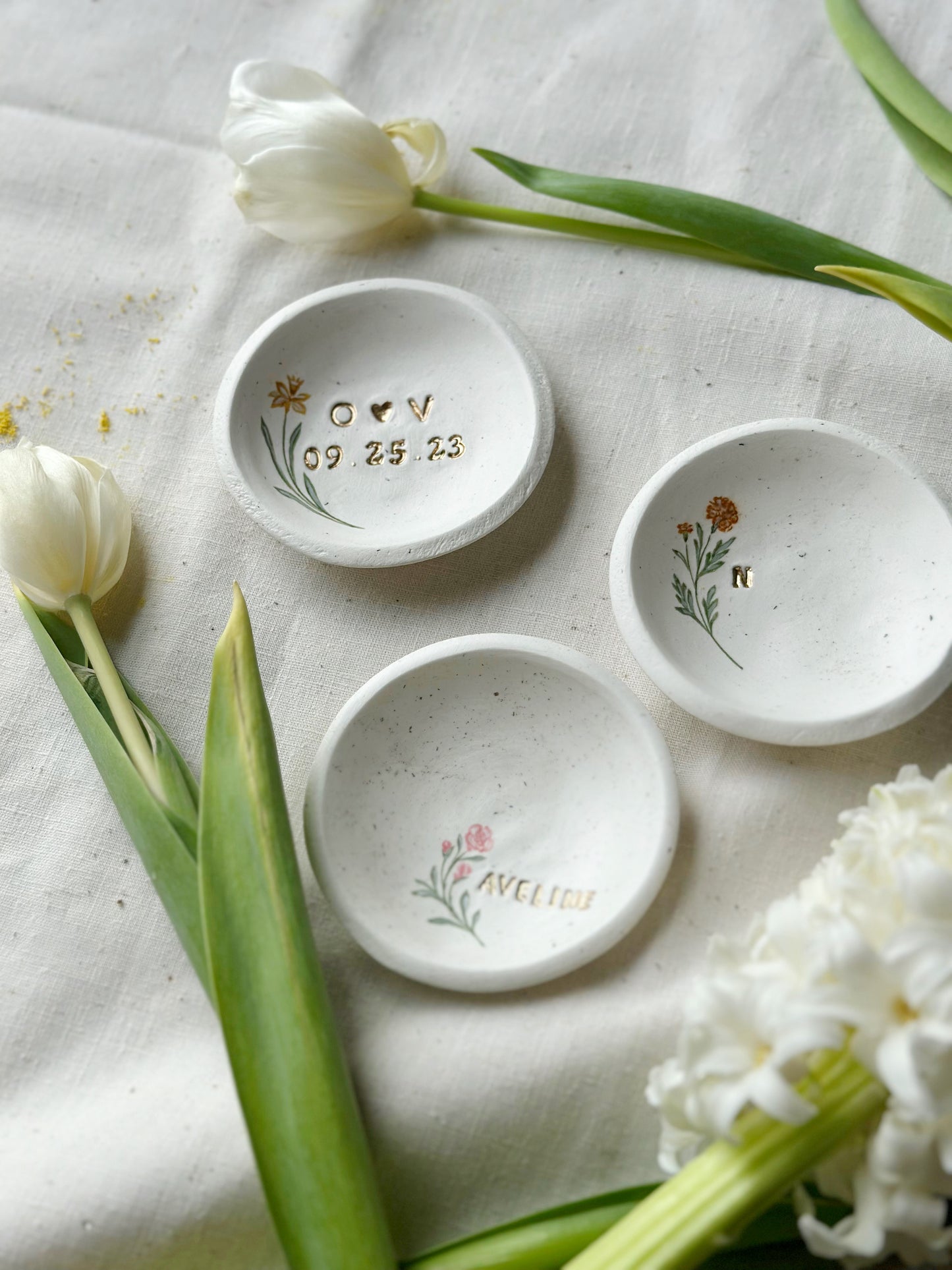 Personalized Ring Dish | Birth Month Flower
