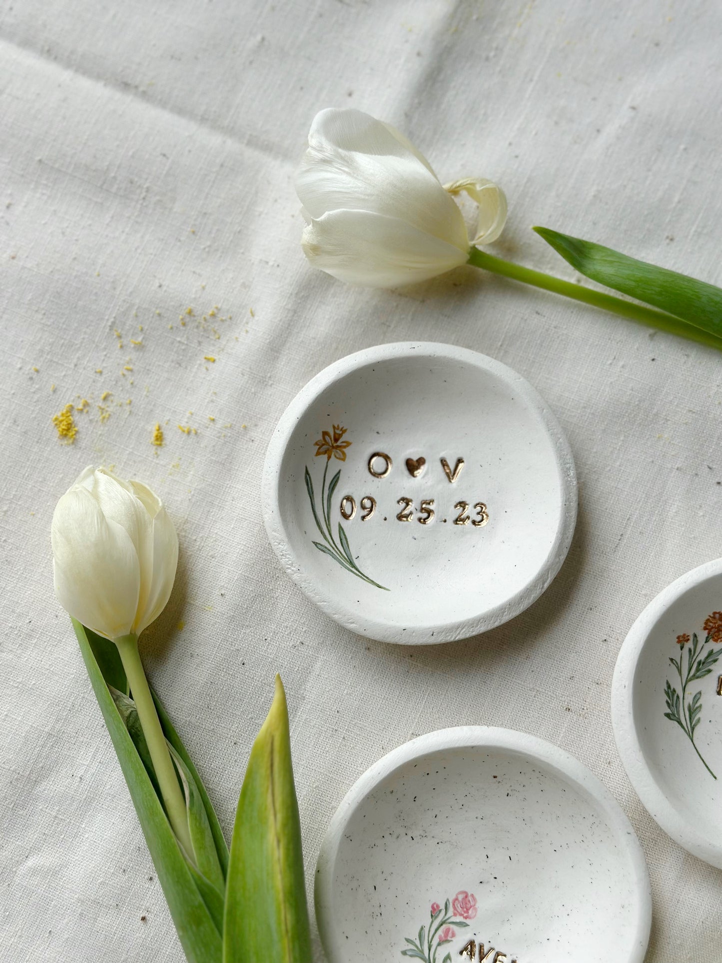 Personalized Ring Dish | Birth Month Flower