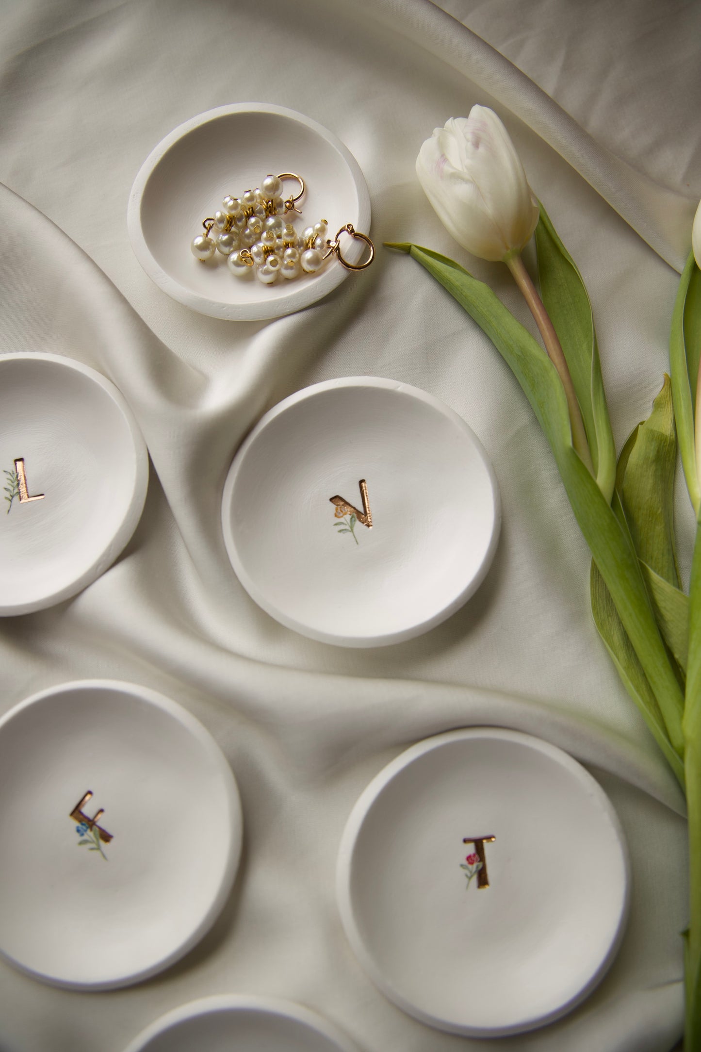 Personalized Ring Dish | Floral Monogram