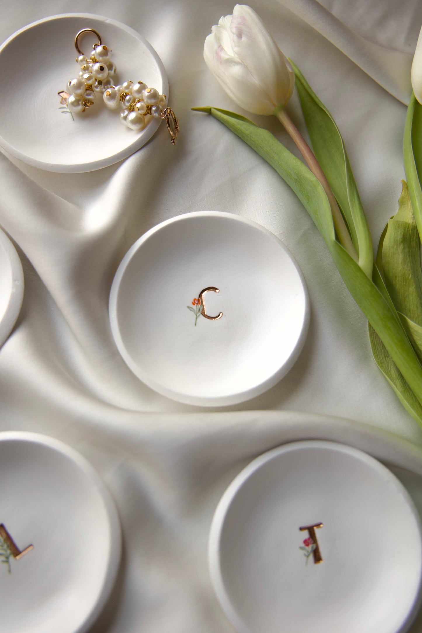 Personalized Ring Dish | Floral Monogram