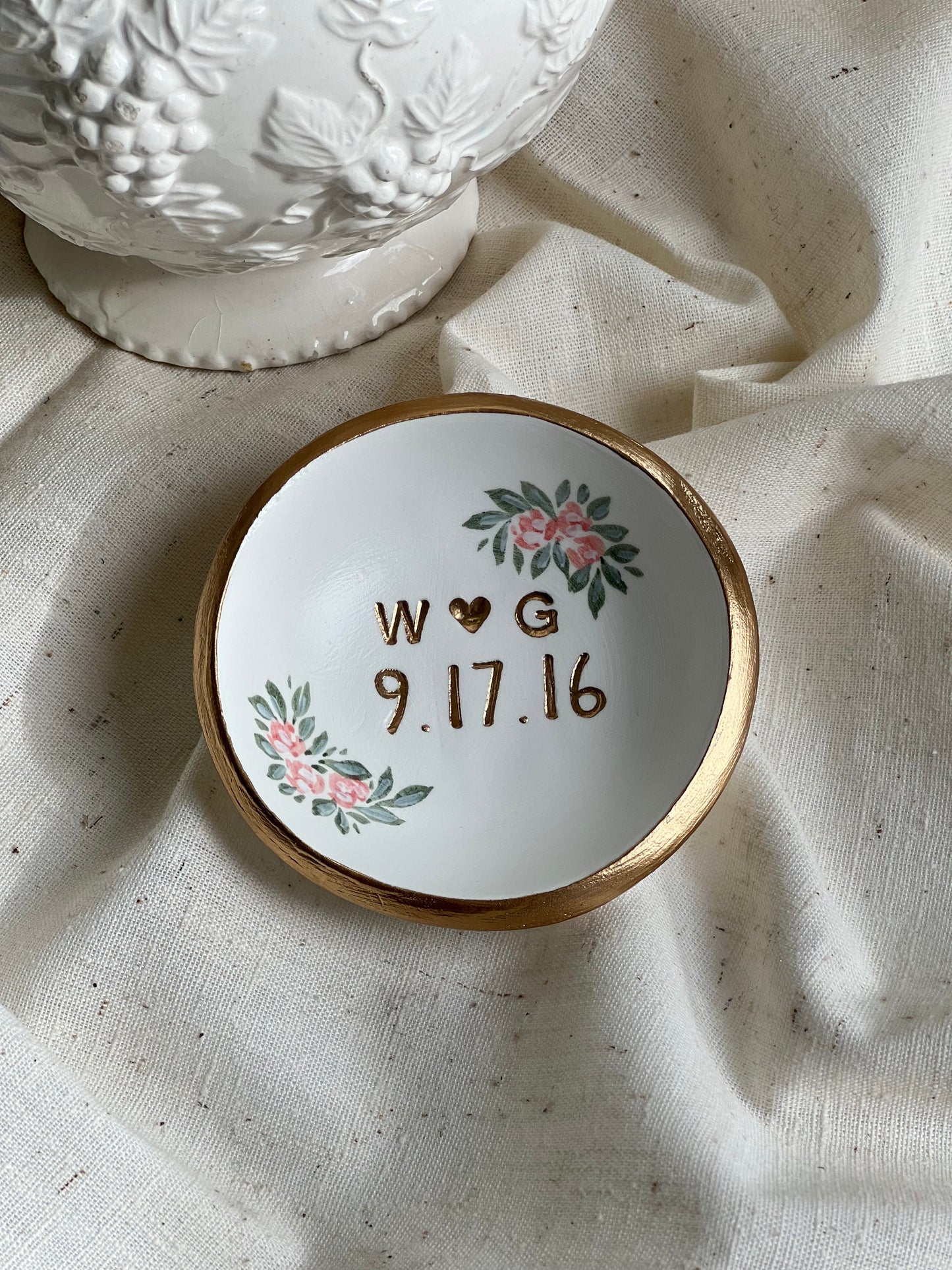 Personalized Ring Dish | Blush Florals