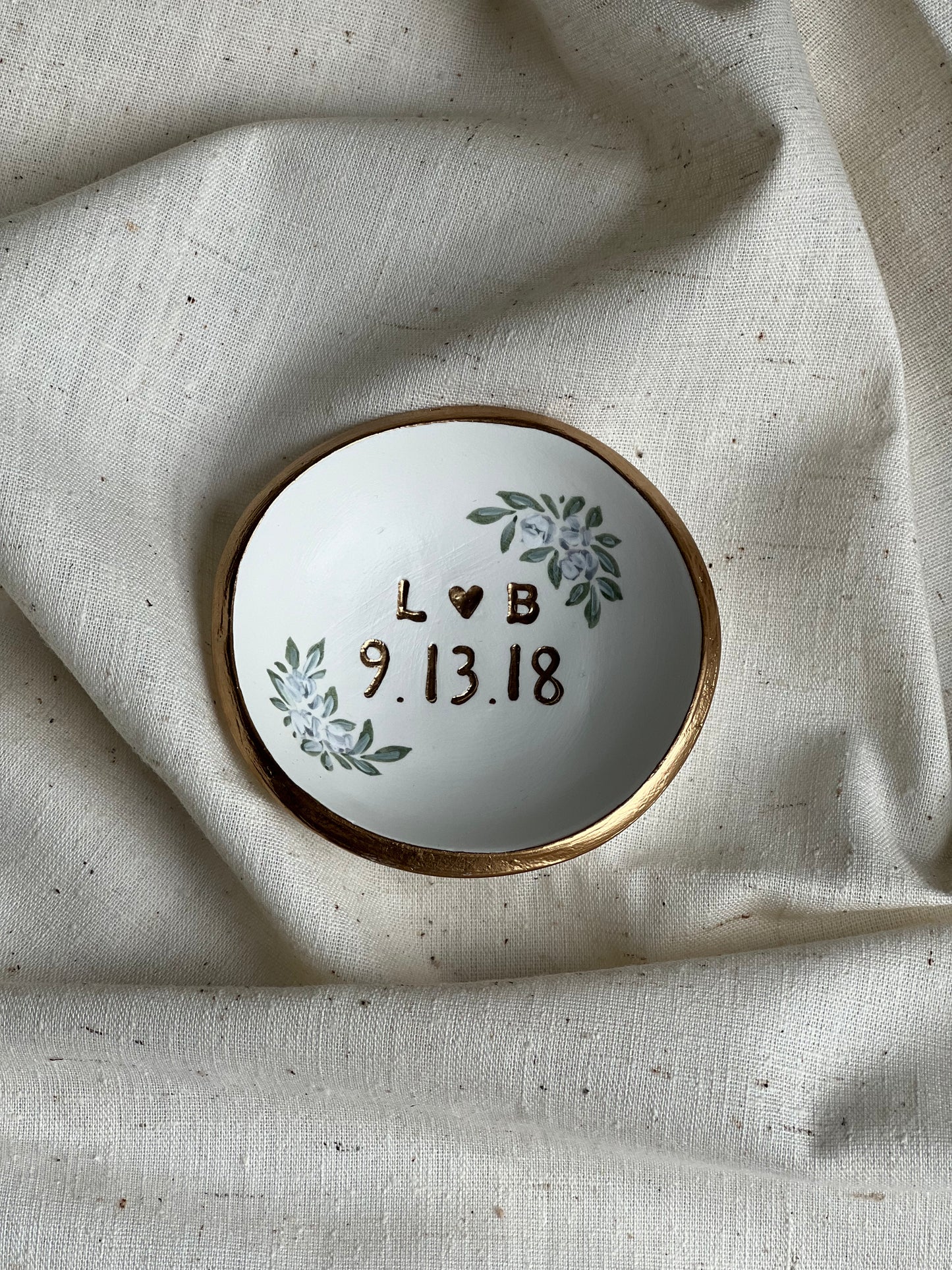 Personalized Ring Dish | Pearl Floral