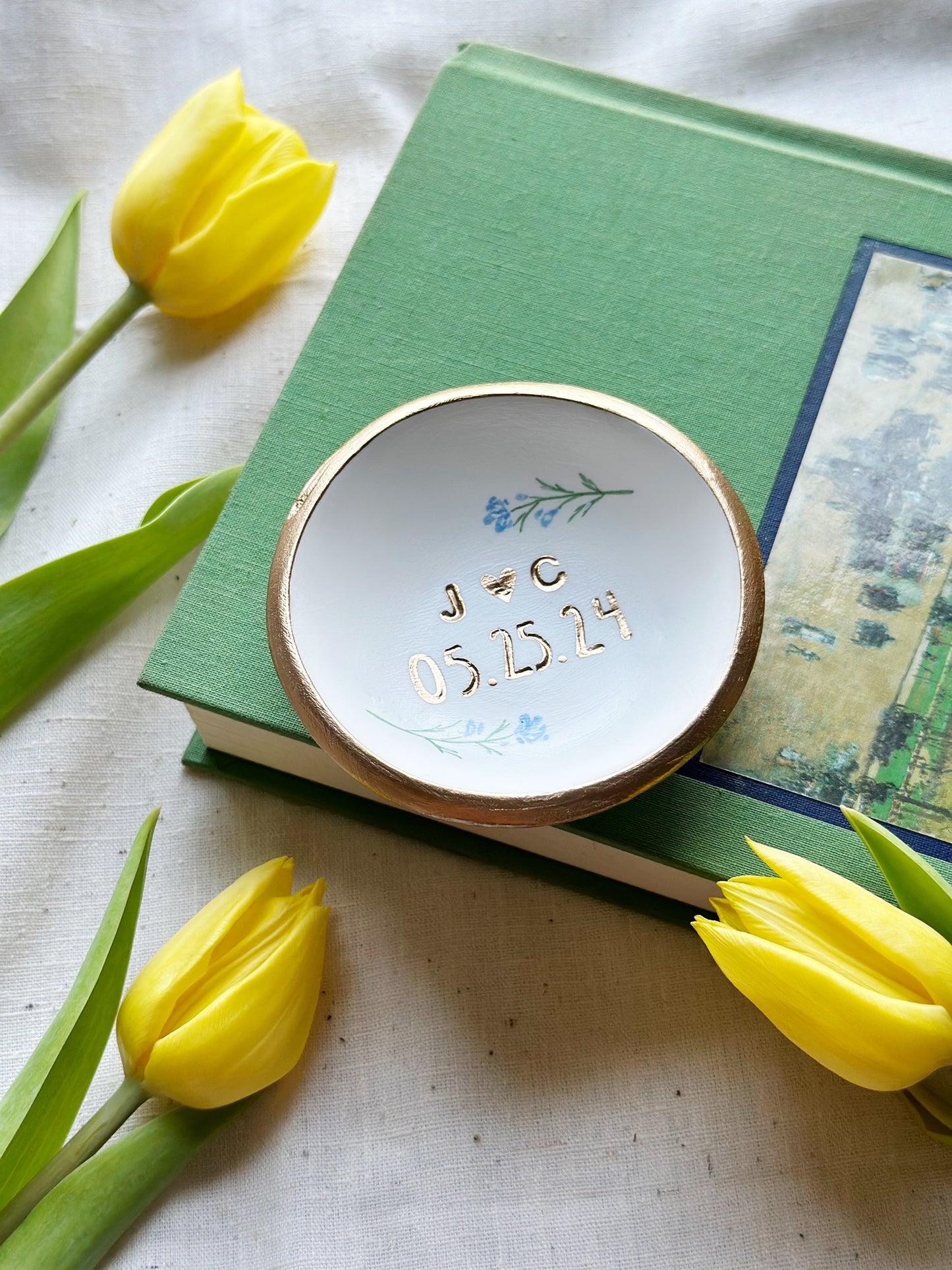 Personalized Ring Dish | Blue Forget-Me-Not