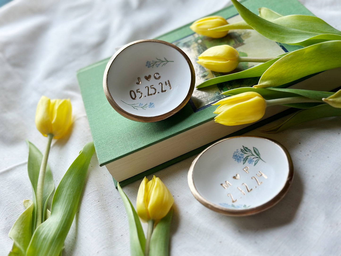 Personalized Ring Dish | Blue Forget-Me-Not