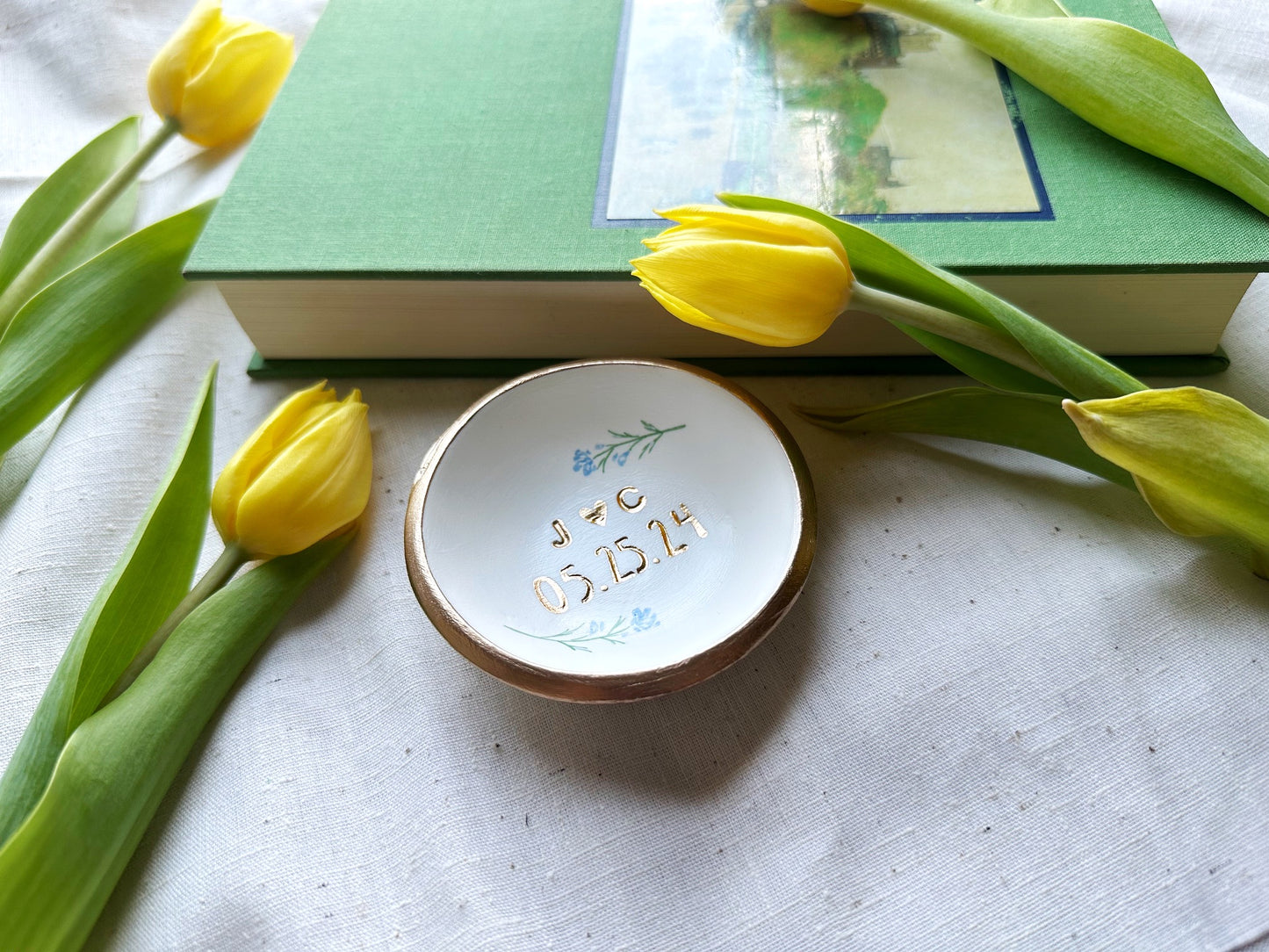 Personalized Ring Dish | Blue Forget-Me-Not