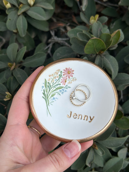 Personalized Ring Dish | CUSTOM florals