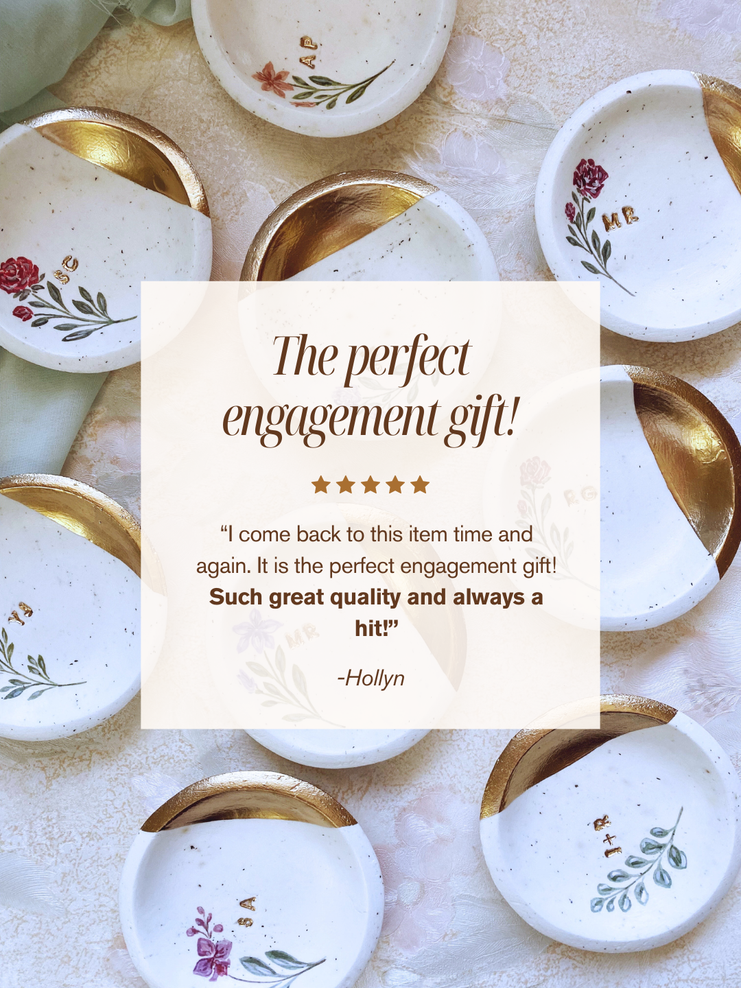 Personalized Ring Dish | Greenery Speckled