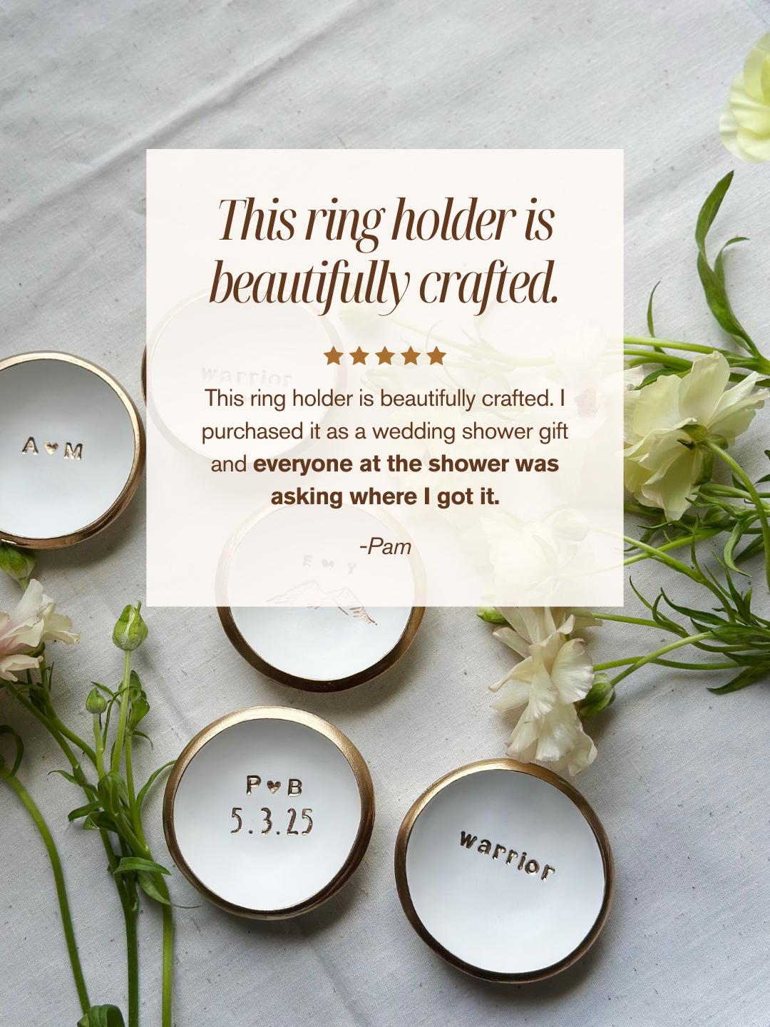 Personalized Ring Dish | Blue Forget-Me-Not