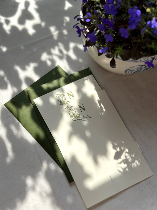 Monogrammed Stationery Set | Olive