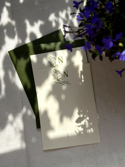 Monogrammed Stationery Set | Olive