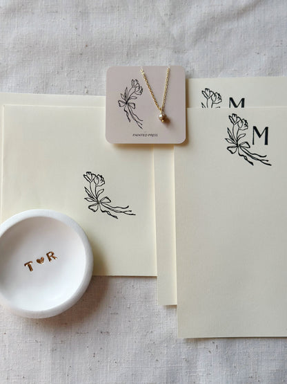 Custom Gift Set - Stationery, Art Print, Pearl Necklace, Dish