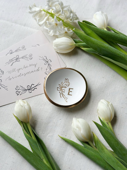 Personalized Ring Dish | Floral Bow Monogram