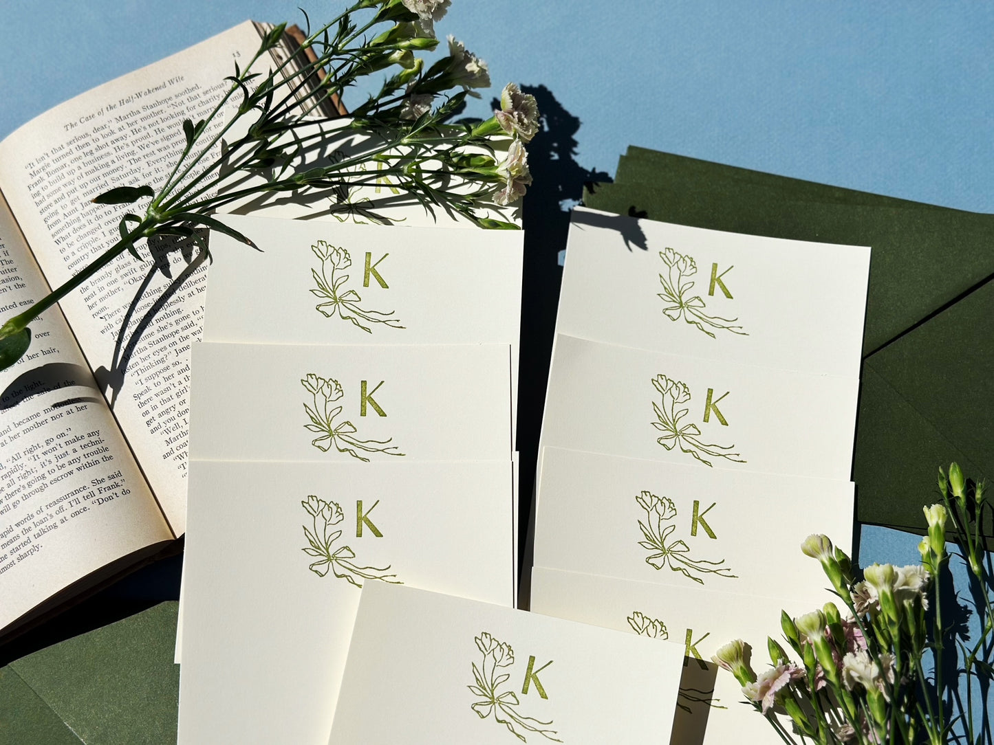 Monogrammed Stationery Set | Olive