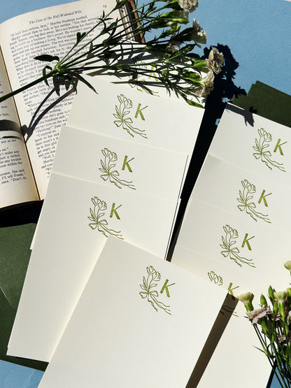 Monogrammed Stationery Set | Olive