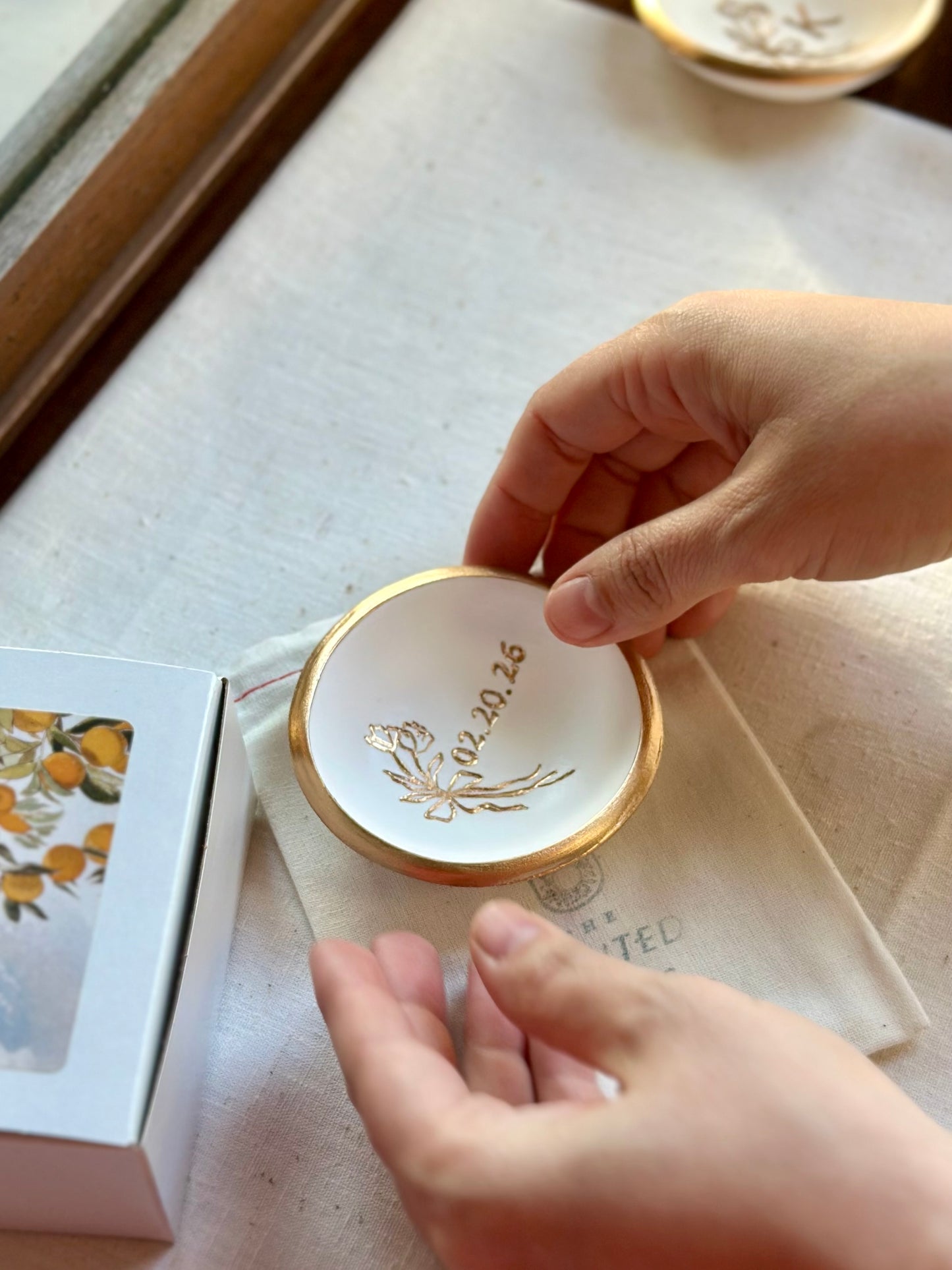 Personalized Ring Dish | Floral Bow Monogram