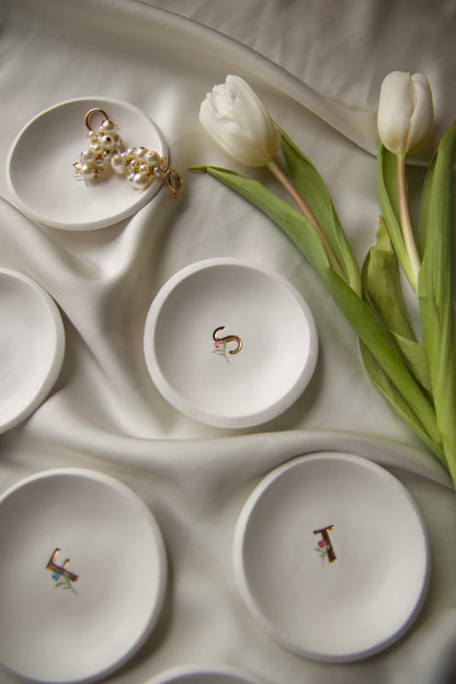 Personalized Ring Dish | Floral Monogram