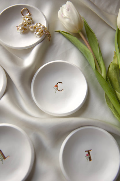 Personalized Ring Dish | Floral Monogram