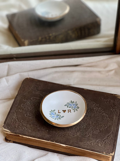 Personalized Ring Dish | Wild Blue Florals