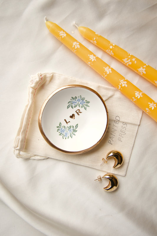 Personalized Ring Dish | Wild Blue Florals