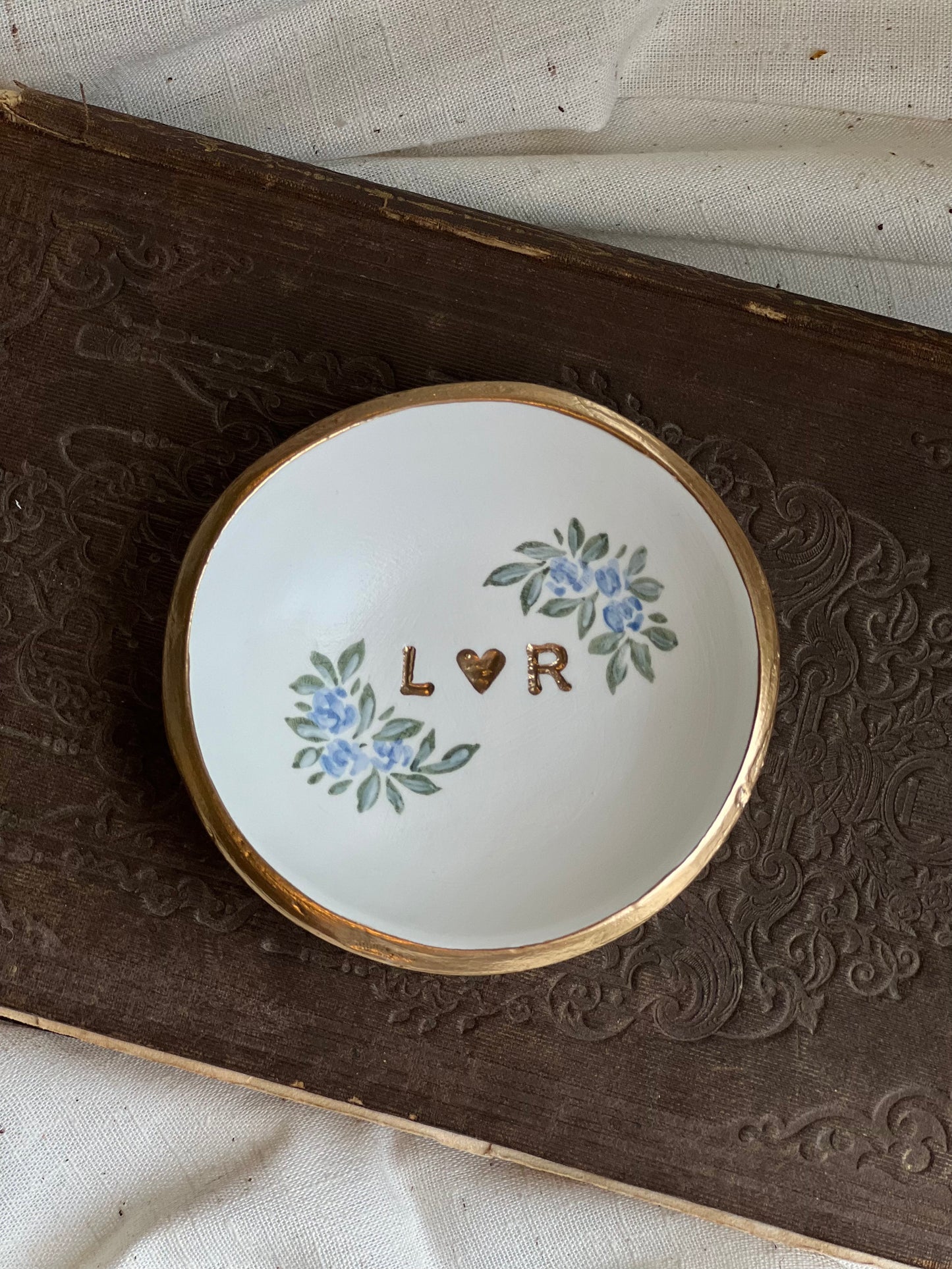 Personalized Ring Dish | Wild Blue Florals