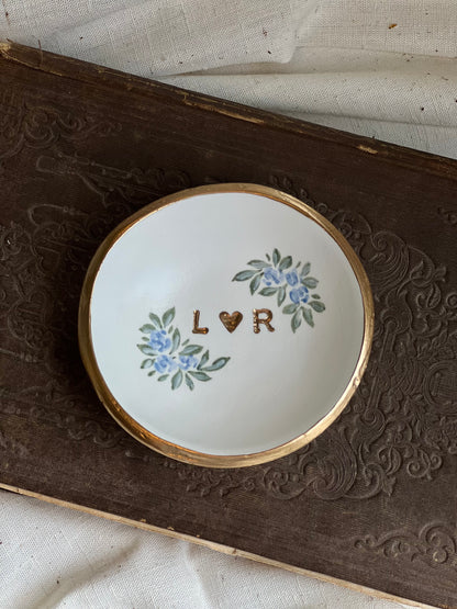 Personalized Ring Dish | Wild Blue Florals