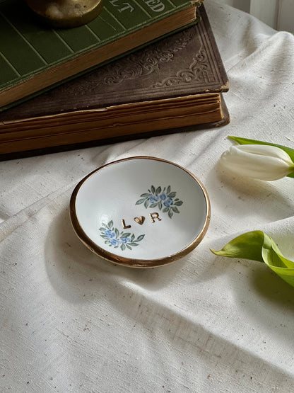 Personalized Ring Dish | Wild Blue Florals