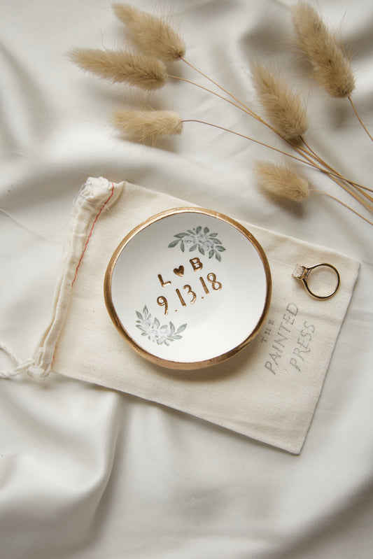 Personalized Ring Dish | Pearl Floral