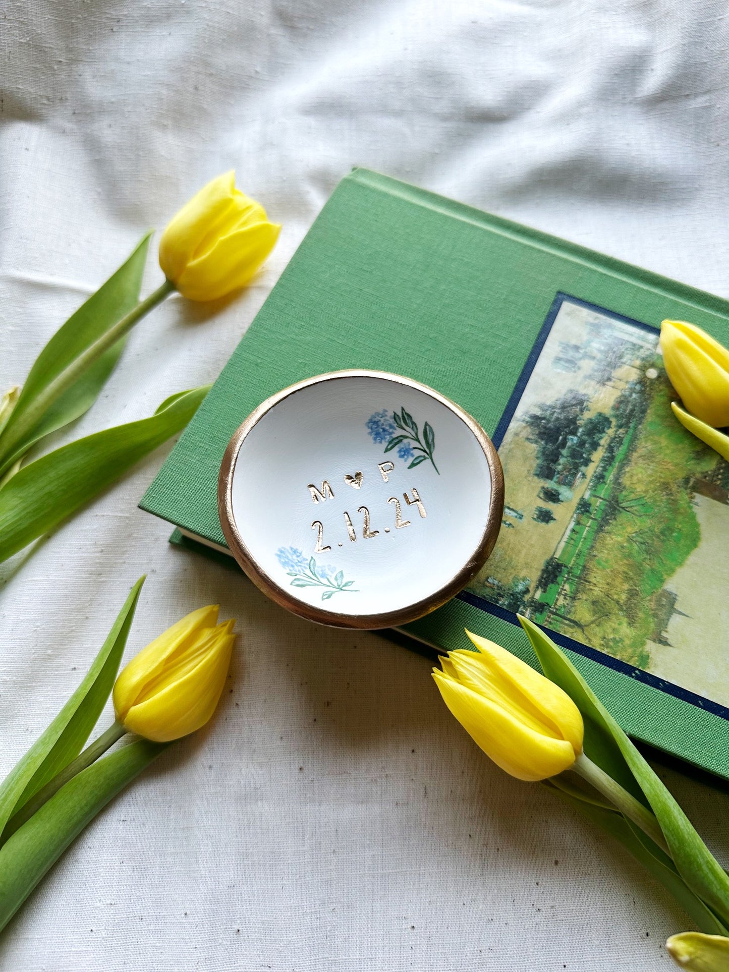Personalized Ring Dish | Blue Hydrangea