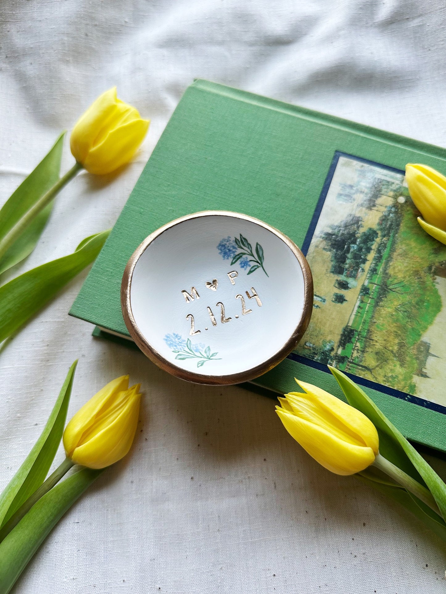 Personalized Ring Dish | Blue Hydrangea