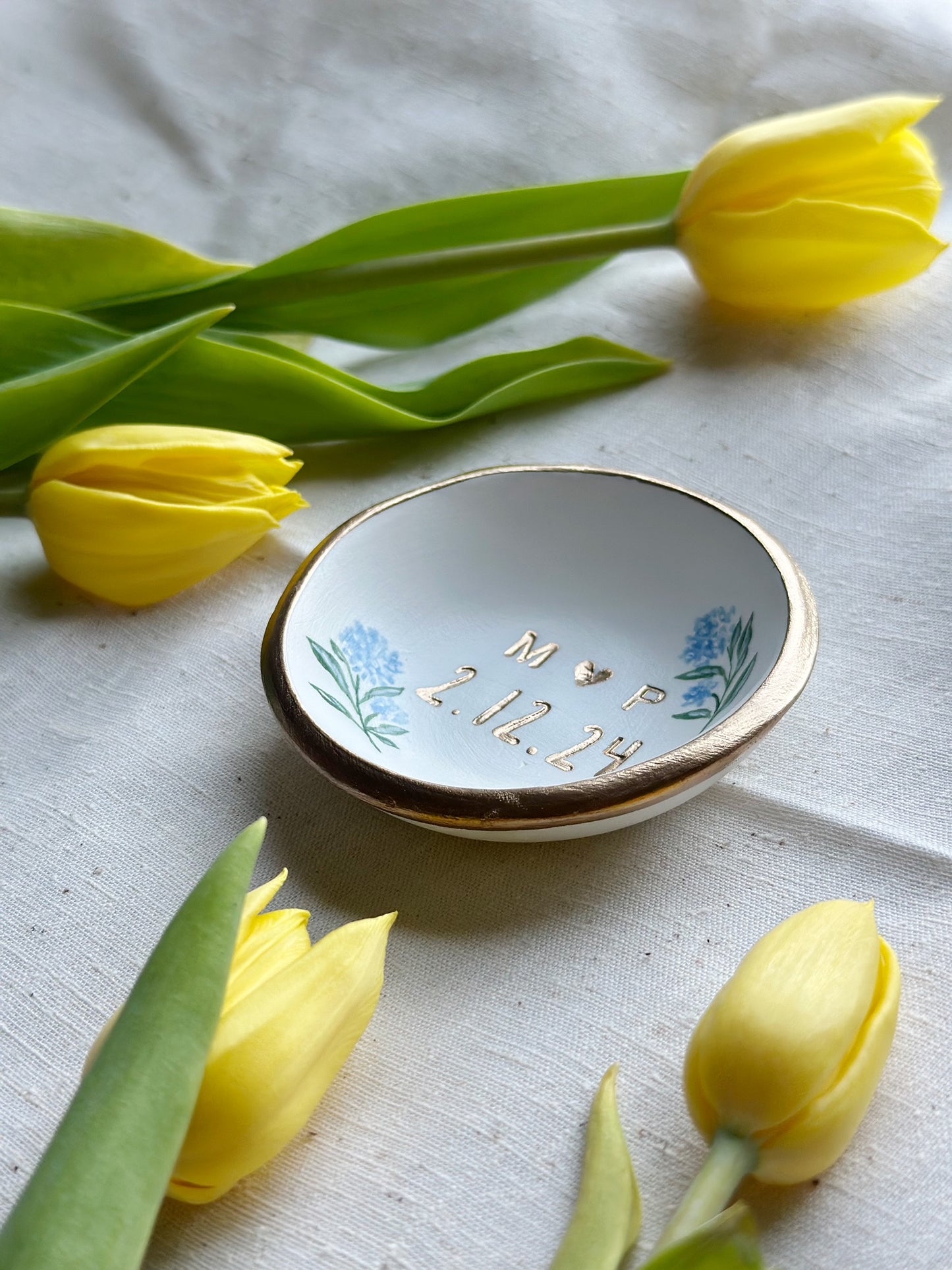 Personalized Ring Dish | Blue Hydrangea