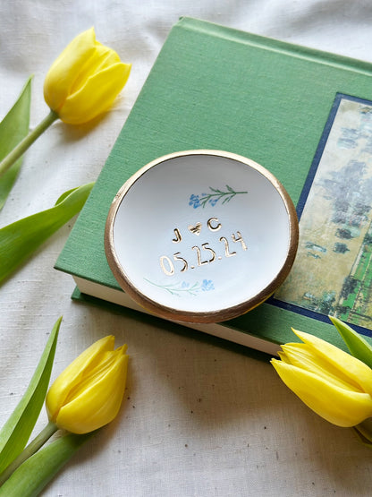 Personalized Ring Dish | Blue Forget-Me-Not