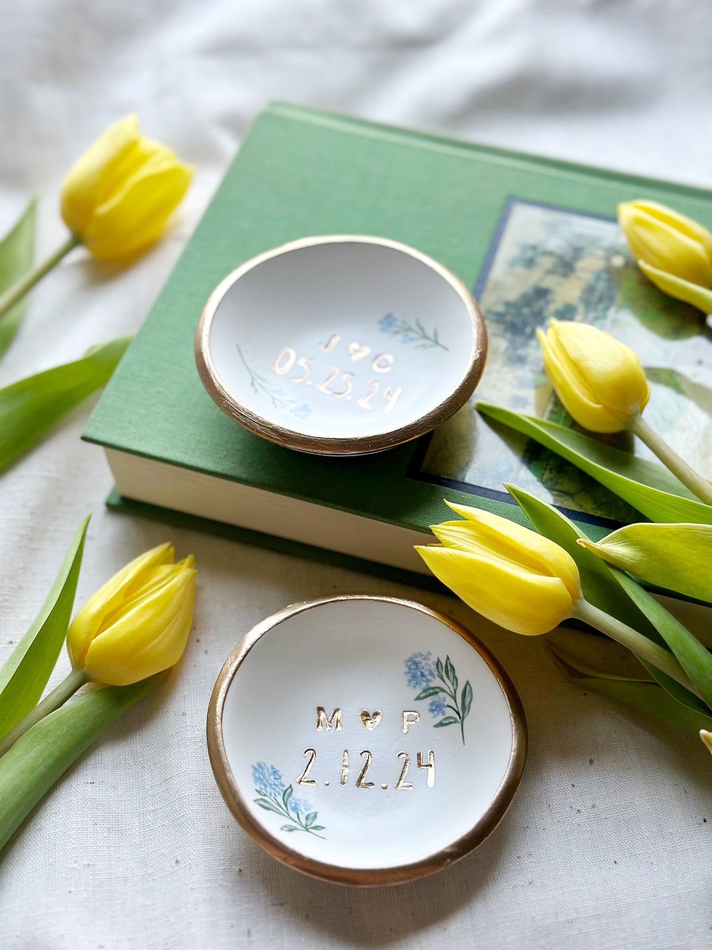 Personalized Ring Dish | Blue Hydrangea