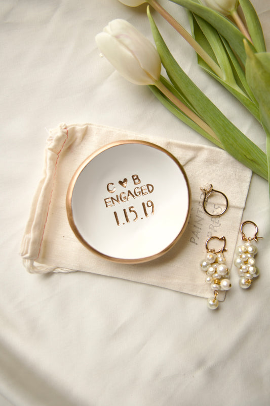 Personalized Ring Dish | Classic Engaged/Married