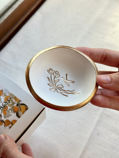 Personalized Ring Dish | Floral Bow Monogram