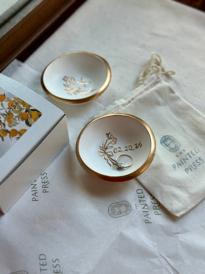 Personalized Ring Dish | Floral Bow Monogram