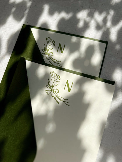 Monogrammed Stationery Set | Olive