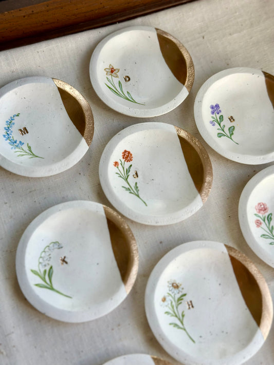 Personalized Ring Dish | Birth Month Flower