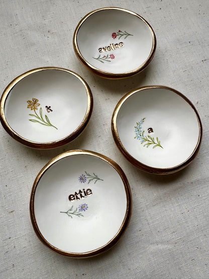 Personalized Ring Dish | Birth Month Flower