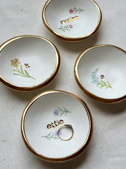 Personalized Ring Dish | Birth Month Flower