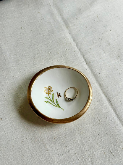 Personalized Ring Dish | Birth Month Flower