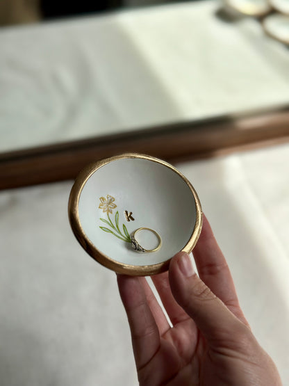 Personalized Ring Dish | Birth Month Flower