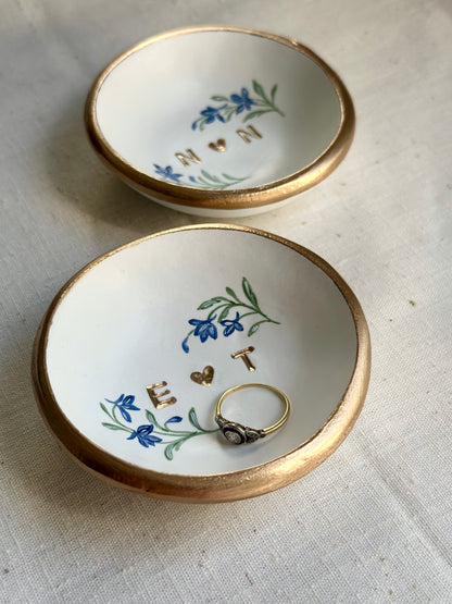 Personalized Ring Dish | Blue Delphinium