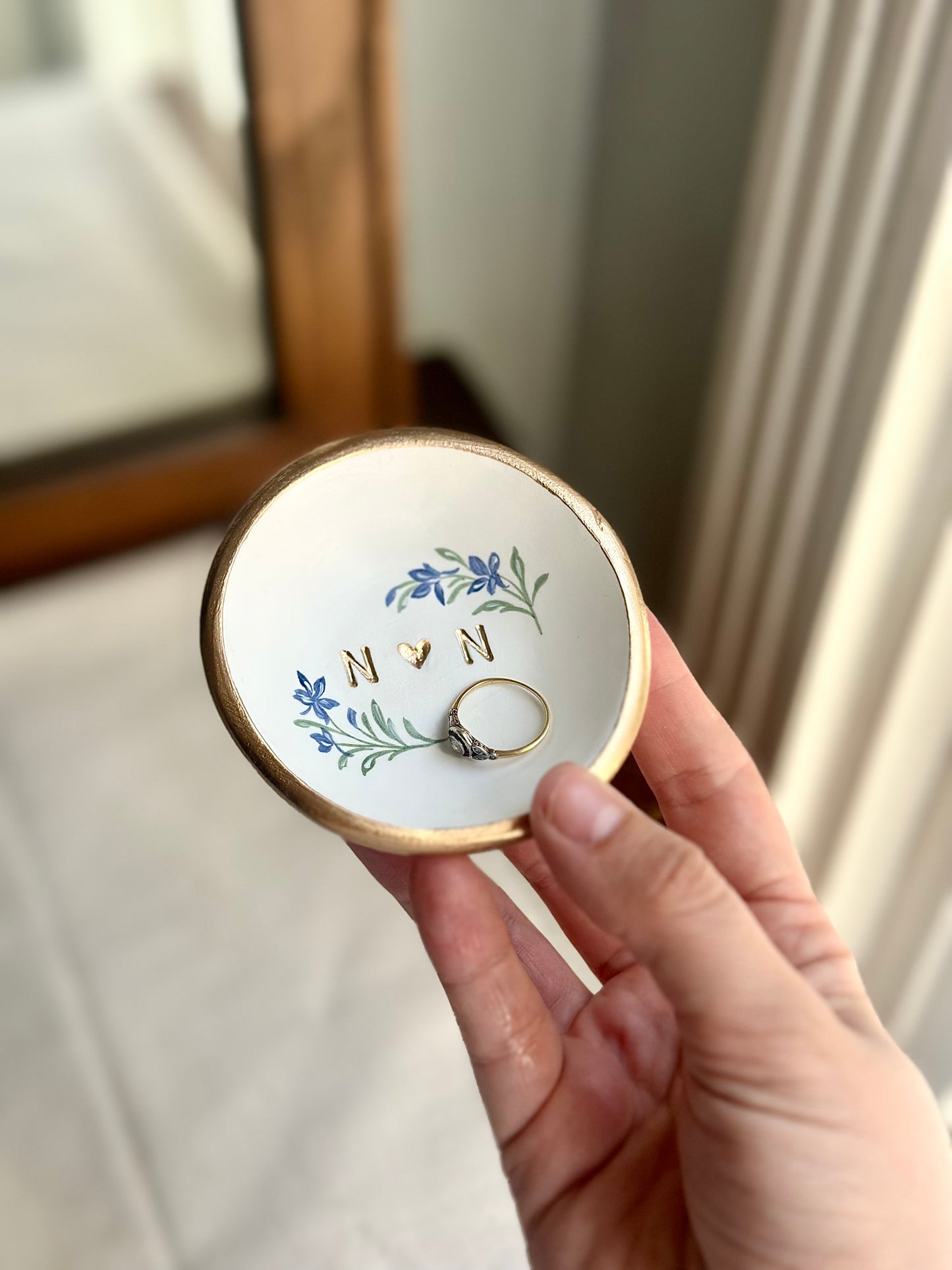 Personalized Ring Dish | Blue Delphinium