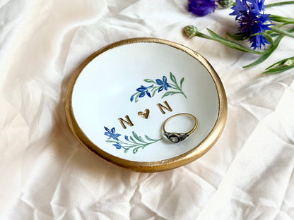 Personalized Ring Dish | Blue Delphinium
