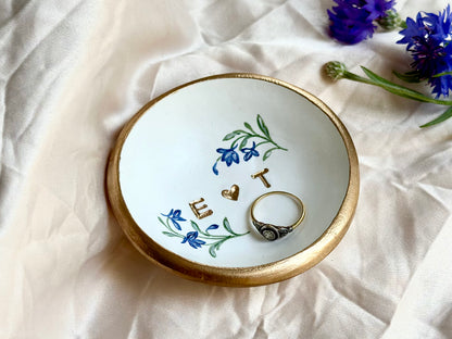 Personalized Ring Dish | Blue Delphinium