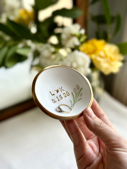 Personalized Jewelry Dish | White Tulips