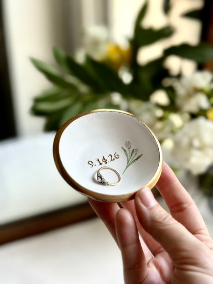 Personalized Jewelry Dish | White Tulips