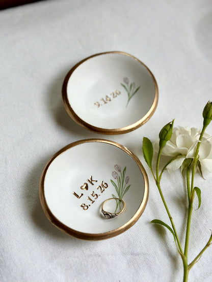 Personalized Jewelry Dish | White Tulips