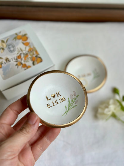 Personalized Jewelry Dish | White Tulips