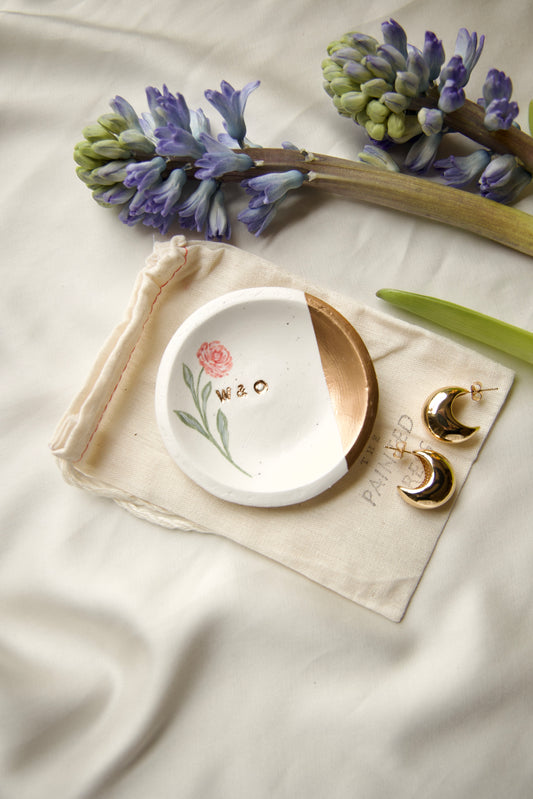 Personalized Ring Dish | Pink Peony
